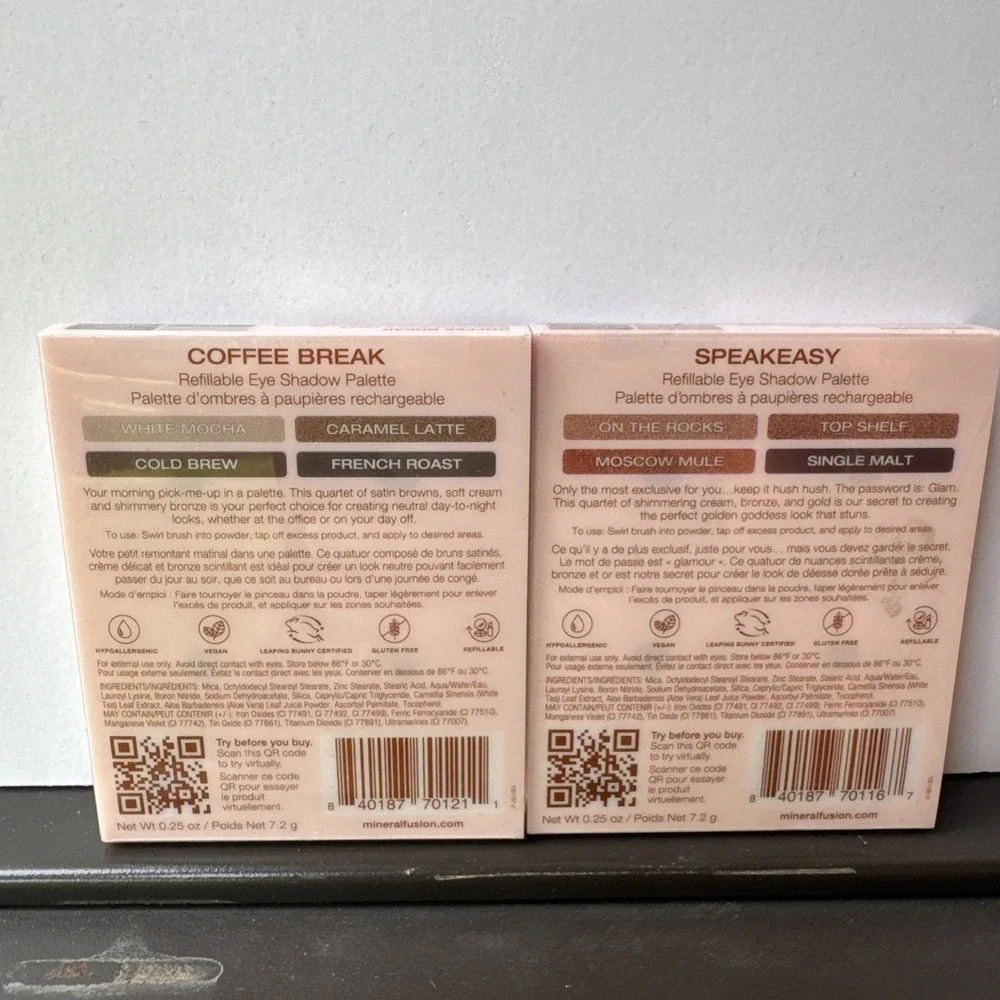 4 - Mineral Fusion COFFEE BREAK And SPEAKEASY Refillable Eye Shadow Palette NEW!